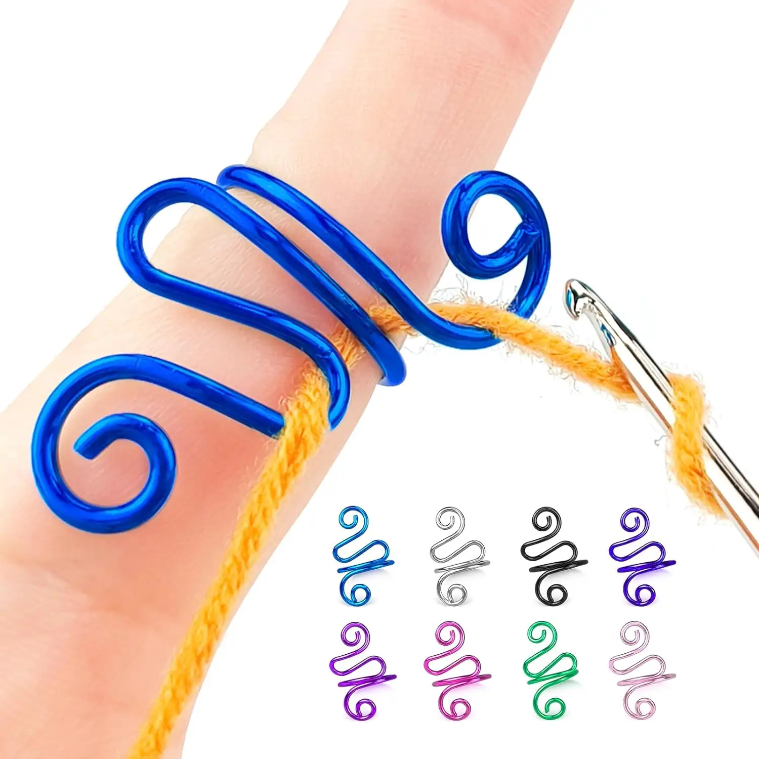 指用かぎ針編みリング、手作りかぎ針編みテンションリング、かぎ針編みと編み物用の糸テンションリング、TLX0159