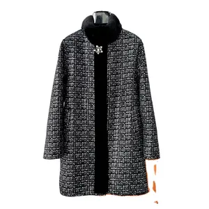 Damen Schafschirmel langer Mantel Luxus weiblicher Nerzkragen Winter neue warme Jacke JT441