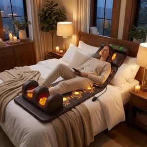 LEERCON 2026 Massageprodukte Shiatsu Elektrischer Vibrations-Nackenmassagegerät mit Wärme und Luftdruck, Faltbare Rückenmassagematte - Product Image 1
