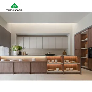TUZHI CASA supplier malaysia rustic furniture design ideas fluted kitchen cabinet from factory direct