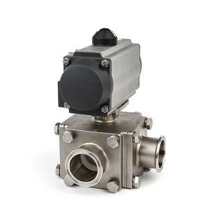 ISO14001 3A CE valvola di controllo del prezzo sanitario in acciaio inossidabile a doppio effetto penumatico a tre vie valvola a sfera a 3 vie - Product Image 1