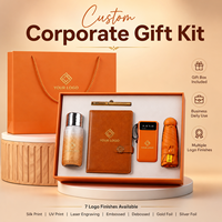 Coffret Cadeau Anniversaire d'Entreprise avec Logo Personnalisé : Carnet à Sangle, Stylo, Bouteille en Titane, Batterie Externe, Parapluie Pliant, Boîte Cadeau