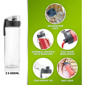 主动个人搅拌机和冰沙制造商 | 350W | 2个便携式混合活性瓶 (600毫升) | 防漏盖 | 白色和粉色 - Product Image 2