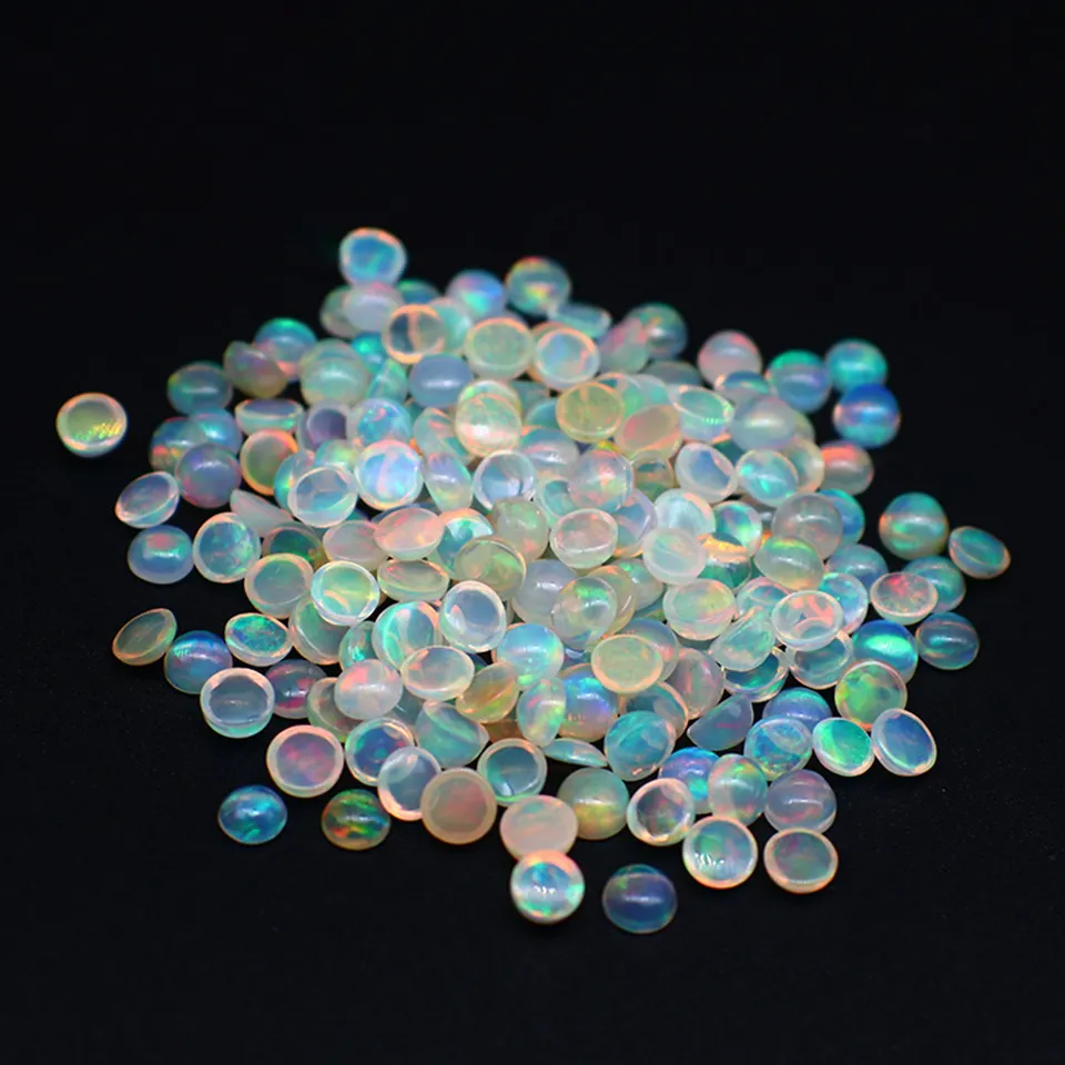 High Quality Pure Stone Natural Opal Round Flat Plain Inlaid Gemstone For Diy Ring Necklace Pendant Earrings Bracelet