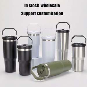 Botella de Agua Aislada de 20oz/30oz con Logotipo Personalizado, Resistente a Fugas, de Doble Pared, de Acero Inoxidable, con Pajita Abatible y Asa - Product Image 2