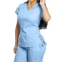Uniforme Médico Hospitalario de Poliéster y Algodón Tejido, Ropa de Trabajo Antifluidos para Anatomía, Tallas Personalizadas, Manga Corta, Detección de Agujas, Sin Costuras