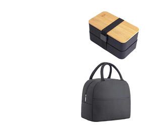 Japon bambu kapak Bento kutusu yetişkin ve çocuklar bölme ve mutfak eşyaları ile istiflenebilir yemek kabı - Product Image 3