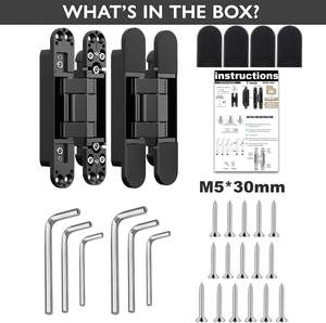 צירים נסתרים לדלת 6 אינץ' משודרגים, ציר דלת בלתי נראה, צירים נסתרים עמידים, צירים מתכווננים 180 מעלות, צירים תלת מימדיים - Product Image 2