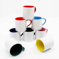 Usine En Gros 7 Oz Tasses À L'intérieur Sublimation Porcelaine Tasses Tasses En Céramique Blanc À L'extérieur et Noir Minimaliste Verre Tasses À Café