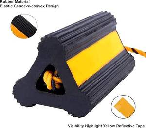 <b>Rubber</b> Wheel Chock with Rope Heavy Duty Anti-Slip Wheel Stopper with High-Intensity Prismatic Visibility for Truck Trailer - Product Image 4