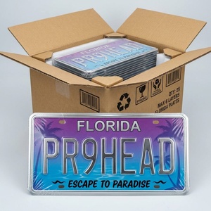 Placa de <span class=keywords><strong>Matrícula</strong></span> de Aluminio 3D Personalizada con Relieve, Playa de Florida, Paraíso Tropical, Palmera, Atardecer sobre el Océano, Recuerdo Impermeable, Decoración - Product Image 2