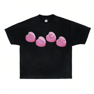 Camiseta Oversize con Estampado de Pastillas, Estilo Urbano Y2K, Diseño Meme - Product Image 2