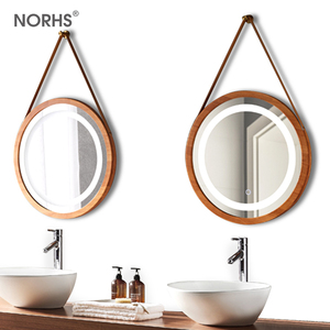 Nouvelle conception antique rond en bois rétro <span class=keywords><strong>miroir</strong></span> mural décoratif - Product Image 1