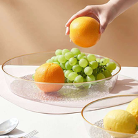 Plateau en plastique PET sans plomb à bord doré, plateau à fruits transparent