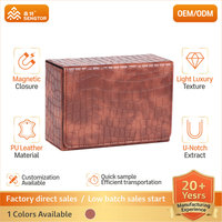 Étui de rangement en cuir PU marron à motif quadrillé personnalisé, résistant aux rayures, de haute qualité, pour porte-cartes
