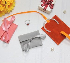 <span class=keywords><strong>Pochette</strong></span> à bijoux en velours luxueux, enveloppe en microfibre avec rabat pour le rangement des colliers et boucles d'oreilles, emballage pour la vente au détail, les voyages et les cadeaux - Product Image 4