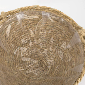 Panier suspendu en paille, panier de rangement tissé, pot suspendu pour plantes, fleurs et verdure, à suspendre au mur, tissé à la main - Product Image 3