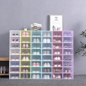 Wholesale cheap simple convenient durable storage clear stackable plastic shoe box