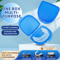 Boîte de rangement personnalisée pour protège-dents en PE bleu avec logo, étui pour appareil dentaire, support pour protège-dents
