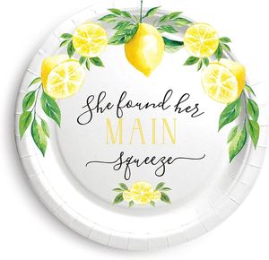 FDA Approved 9-Inch <b>Disposable</b> White <b>Plate</b> with Lemon FOIL 350gsm Scalloped Edges for Parties and Events - Product Image 4