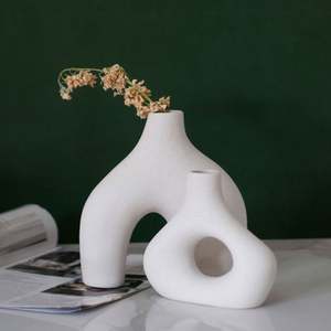 <span class=keywords><strong>Vase</strong></span> moderne en céramique blanche <span class=keywords><strong>pour</strong></span> décor minimaliste Vases à fleurs creux et mats de la <span class=keywords><strong>pampa</strong></span> <span class=keywords><strong>pour</strong></span> Boho Home Wedding Party Room Dinner Table - Product Image 4