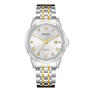 Stylish business men's <b>watch</b> casual calendar Roman numeral set with diamonds - Product Image 6