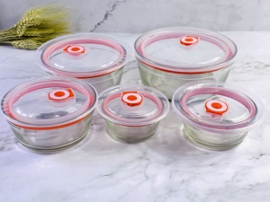 Nhiệt-Cường Lực Chịu Lò Vi Sóng 5 Pcs Trắng Thủy Tinh Băng Salad Bao Phủ Rõ Ràng Trộn Bát Tập Phẳng Với Pp Nắp - Product Image 3