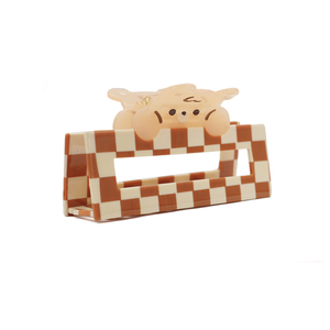 Pinzas de Pelo Cuadradas Marrones de Diseño Creativo, Pinzas de Pelo de un Solo Color para Niñas, Pinza de Pelo de Acetato Personalizable con Flores de Dibujos Animados - Product Image 1