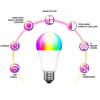 Ampoule LED intelligente RGB 220-240V 6500K E27, contrôle par application WiFi, lumière changeante de couleur pour la maison et le bureau