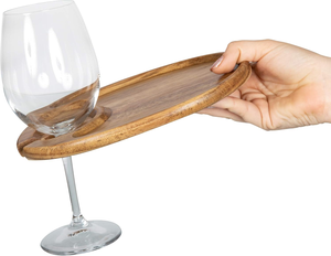Assiettes à apéritif personnalisées pour le vin, <span class=keywords><strong>assiette</strong></span> à <span class=keywords><strong>cocktail</strong></span> avec porte-verre, planche à fromage en bois d'acacia avec porte-vin - Product Image 2