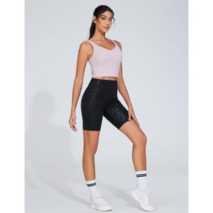 Shorts de sport taille haute pour femme FOXA avec poches, pour yoga, cyclisme et course à pied, effet ventre plat, extensibles, en Spandex et Polyester - Product Image 3
