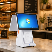 Sistema POS Táctil Dual de 15.6” J1900 4+64, Máquina de Facturación Inteligente con Impresora Yanke de 80mm, Compatible con WiFi y Altavoz para Tiendas Minoristas
