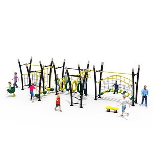 Combinación multifunción de red de escalada y puente oscilante para juegos educativos al aire libre para niños Equipo de entretenimiento - Product Image 1