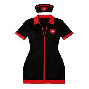 Disfraz de Enfermera Sexy para Cosplay, Falda Negra, Conjunto de Lencería, Poliéster, para <span class=keywords><strong>Mujer</strong></span>, ODM - Product Image 5