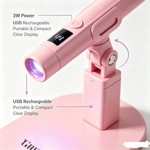 Lampe à ongles portable rose 3W avec support rotatif à 360 degrés, lampe UV multifonctionnelle - Product Image 4