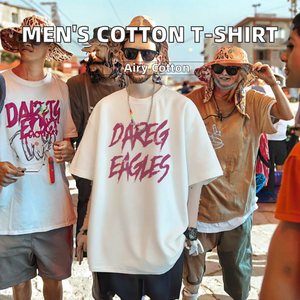 Camiseta de Manga Corta para Hombre, Estilo Urbano, Algodón Puro, Corte Regular, Diseño con Letras, Transpirable, para Verano - Product Image 2