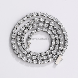 Luxe 316 En Acier Inoxydable Tennis Chaîne Collier pour Femmes Classique Lien Chaîne Ovale <span class=keywords><strong>CZ</strong></span> Non-Flip-over Conception Étanche Bijoux - Product Image 2