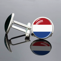 Boutons de manchette ronds en alliage de haute qualité, design drapeau national russe, accessoire de vêtement formel