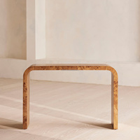 Table console American Art Mappa Burl, table d'entrée en forme de U avec bord cascade pour hall d'entrée de luxe et couloir haut de gamme, pièce maîtresse