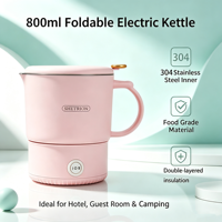 Bouilloire électrique pliable en acier inoxydable 304 de grande capacité, haute puissance et durable, idéale pour les voyages en plein air