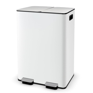 Separate Stainless Steel Trash Can Recycling 13 Gallon 50L <strong>Dual</strong> Compartments Kitchen Metal Foot <strong>Pedal</strong> Waste <strong>Bins</strong> for Household - Product Image 1