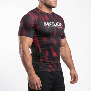 Rash Guard BJJ a Maniche Corte con Logo Personalizzato, Senza <span class=keywords><strong>Gi</strong></span>, per Grappling e Jiu Jitsu, Prezzo di Fabbrica - Product Image 4