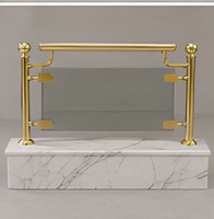 Rampe d'escalier de luxe en acier inoxydable doré avec base en marbre, moderne, pour balcon intérieur, hôtel, villa, résistant à la rouille, pour la maison