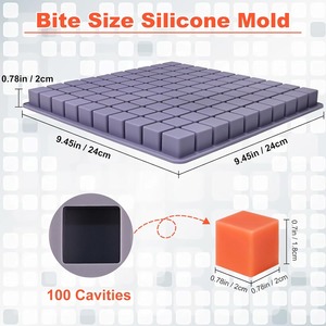 Moldes de Silicona Cuadrados Mini de 100 Cavidades para Chocolate, Dulces, Gomitas, Caramelos, Gelatina, Cubitos de Hielo y Golosinas para Mascotas - Product Image 3