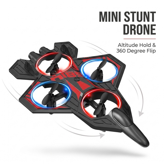 Mini Stunt RC Drone 2.4GHz 360 Degree Flip Altitude Hold LED Light Fast/Slow Gear Kids Toy Quadcopter