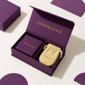 Hộp quà tặng trang sức Lionwrapack có logo tùy chỉnh, gồm vòng tay, dây chuyền, hộp đựng trang sức màu đen, nắp bật, đóng từ tính - Product Image 5