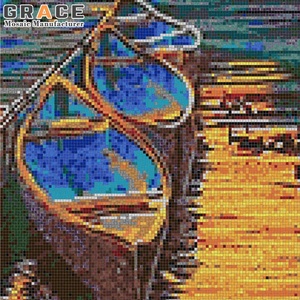 Quai de pêcheur bateaux amarrés personnalisé <span class=keywords><strong>venise</strong></span> au crépuscule verre mosaïque murale exotique mur cristal bricolage Puzzle Art peintures carreaux - Product Image 2