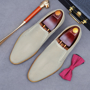 Zapatos Oxford de punta para hombre de alta calidad, sandalias de cuero genuino transpirables, modernas, para exteriores, ligeras y antideslizantes. - Product Image 5
