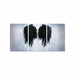 Printed <b>Canvas</b>: Abstract Black Wings Glass <b>Wall</b> Art,SET OF 3 <b>CANVAS</b> - Product Image 2