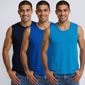 เสื้อกล้ามผู้ชายสีพื้นแบบไร้ตะเข็บสำหรับออกกำลังกาย สไตล์ลำลอง ผ้าริบระบายอากาศ แห้งเร็ว คอกลม สีดำ - Product Image 4